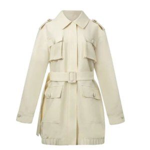 NWT WOMEN'S HOTTIE + LORD WOOL AND SILK BLEND BELTED LONG SLEEVES DRESS JACKET